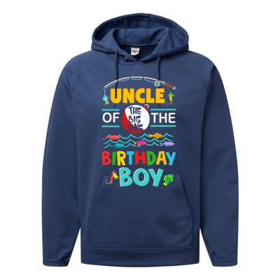 Uncle Of Big One 1st Birthday Matching Family Fishing Cute Gift Performance Fleece Hoodie