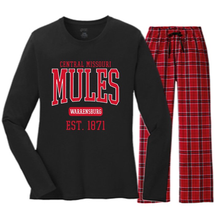 University Of Central Missouri UCM Mules Est Date Women's Long Sleeve Flannel Pajama Set 