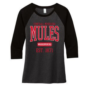 University Of Central Missouri UCM Mules Est Date Women's Tri-Blend 3/4-Sleeve Raglan Shirt