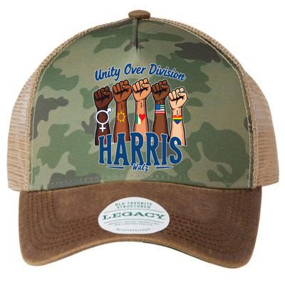 Unity Over Division Harris Walz Support Diversity Legacy Tie Dye Trucker Hat