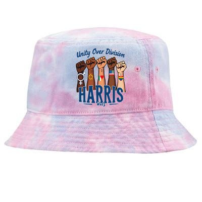 Unity Over Division Harris Walz Support Diversity Tie-Dyed Bucket Hat