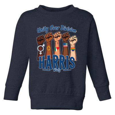 Unity Over Division Harris Walz Support Diversity Toddler Sweatshirt