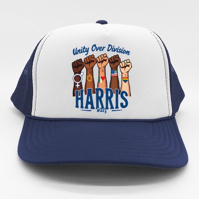 Unity Over Division Harris Walz Support Diversity Trucker Hat