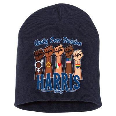 Unity Over Division Harris Walz Support Diversity Short Acrylic Beanie