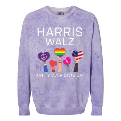 Unity Over Division Harris Walz For President 2024 Colorblast Crewneck Sweatshirt