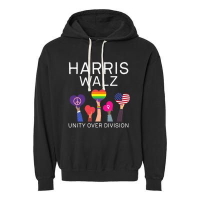 Unity Over Division Harris Walz For President 2024 Garment-Dyed Fleece Hoodie