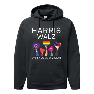 Unity Over Division Harris Walz For President 2024 Performance Fleece Hoodie