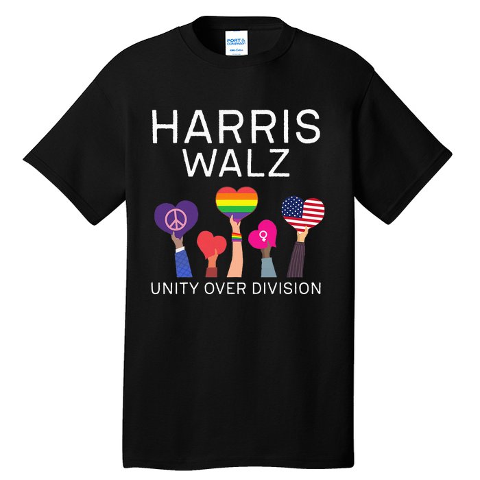 Unity Over Division Harris Walz For President 2024 Tall T-Shirt