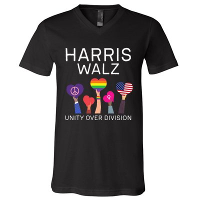 Unity Over Division Harris Walz For President 2024 V-Neck T-Shirt