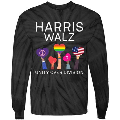 Unity Over Division Harris Walz For President 2024 Tie-Dye Long Sleeve Shirt