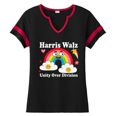 Unity Over Division Harris Walz 2024 Ladies Halftime Notch Neck Tee