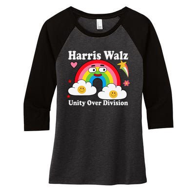 Unity Over Division Harris Walz 2024 Women's Tri-Blend 3/4-Sleeve Raglan Shirt