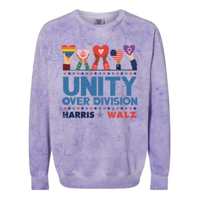 Unity Over Division Harris Walz 2024 Colorblast Crewneck Sweatshirt