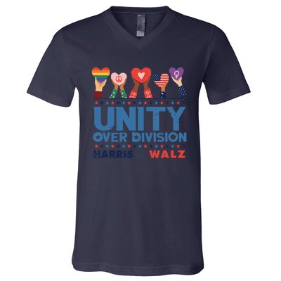 Unity Over Division Harris Walz 2024 V-Neck T-Shirt