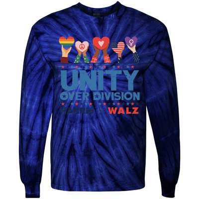 Unity Over Division Harris Walz 2024 Tie-Dye Long Sleeve Shirt