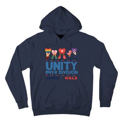 Unity Over Division Harris Walz 2024 Tall Hoodie