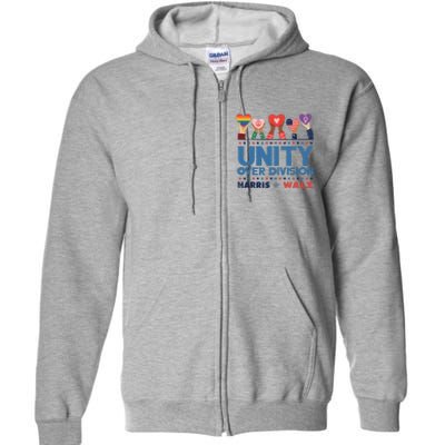 Unity Over Division Harris Walz 2024 Full Zip Hoodie