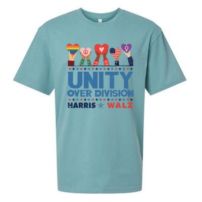 Unity Over Division Harris Walz 2024 Sueded Cloud Jersey T-Shirt