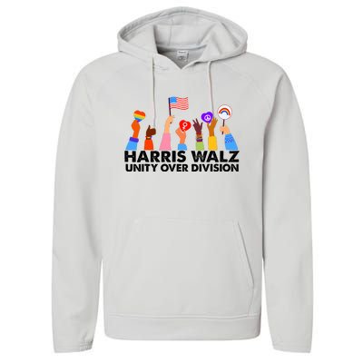 Unity Over Division Harris Walz 2024 Performance Fleece Hoodie