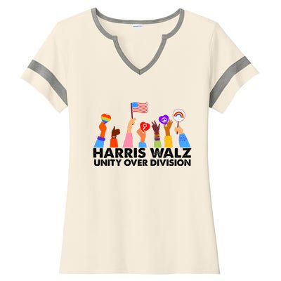 Unity Over Division Harris Walz 2024 Ladies Halftime Notch Neck Tee