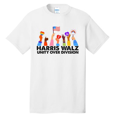 Unity Over Division Harris Walz 2024 Tall T-Shirt