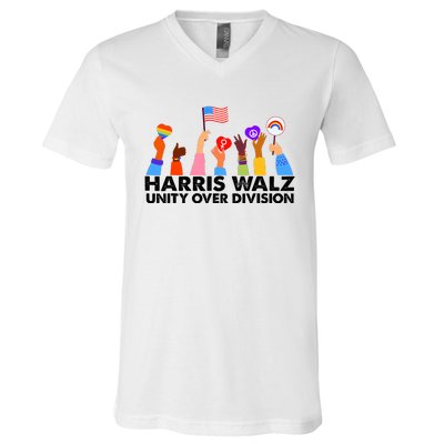 Unity Over Division Harris Walz 2024 V-Neck T-Shirt