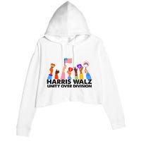 Unity Over Division Harris Walz 2024 Crop Fleece Hoodie