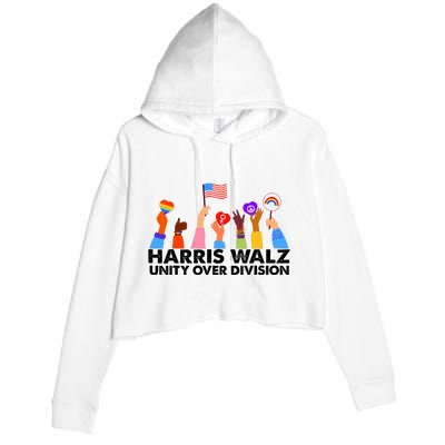 Unity Over Division Harris Walz 2024 Crop Fleece Hoodie