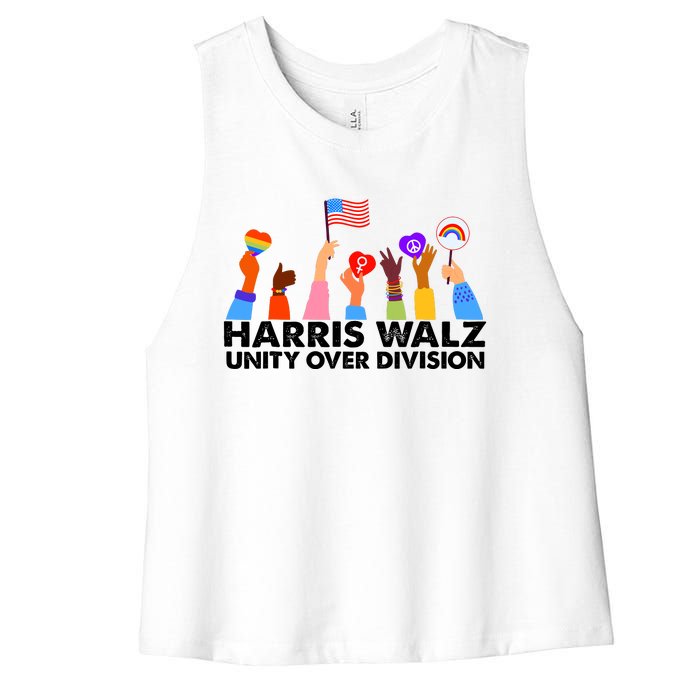 Unity Over Division Harris Walz 2024 Women's Racerback Cropped Tank