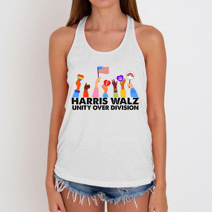 Unity Over Division Harris Walz 2024 Women's Knotted Racerback Tank