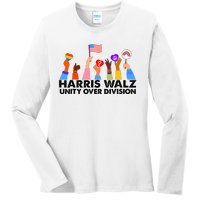 Unity Over Division Harris Walz 2024 Ladies Long Sleeve Shirt