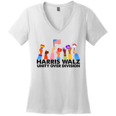 Unity Over Division Harris Walz 2024 Women's V-Neck T-Shirt