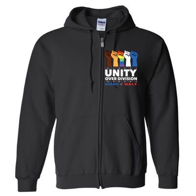 Unity Over Division Harris Walz 2024 Full Zip Hoodie