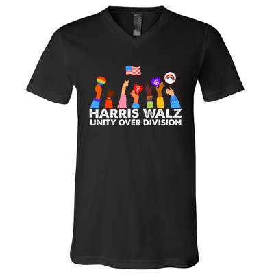 Unity Over Division Harris Walz 2024 V-Neck T-Shirt