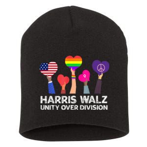 Unity Over Division Kamala Harris Tim Walz Short Acrylic Beanie