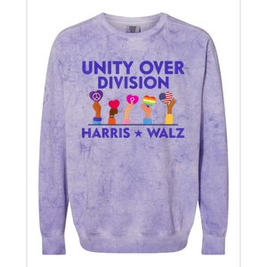 Unity Over Division Harris Walz 2024 Colorblast Crewneck Sweatshirt