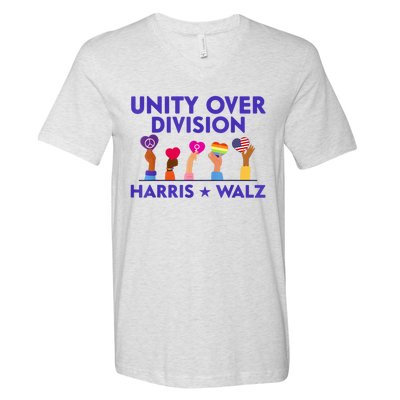 Unity Over Division Harris Walz 2024 V-Neck T-Shirt