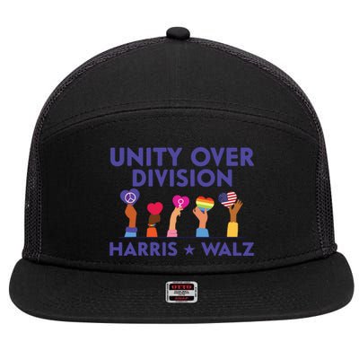 Unity Over Division Harris Walz 2024 7 Panel Mesh Trucker Snapback Hat