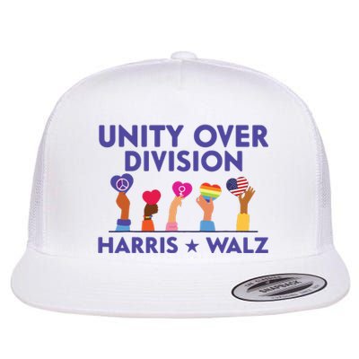 Unity Over Division Harris Walz 2024 Flat Bill Trucker Hat