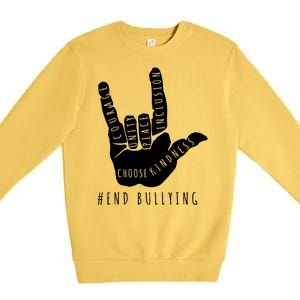 Unity Orange Day End Bullying Love Sign Language Premium Crewneck Sweatshirt