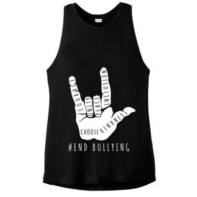 Unity Orange Day End Bullying Love Sign Language Ladies PosiCharge Tri-Blend Wicking Tank
