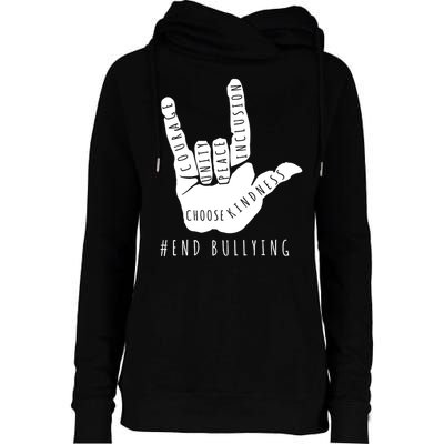 Unity Orange Day End Bullying Love Sign Language Womens Funnel Neck Pullover Hood