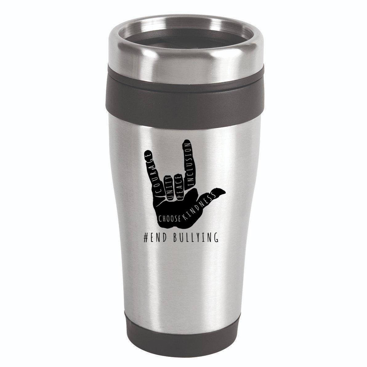 Unity Orange Day End Bullying Love Sign Language 16oz Travel Tumbler