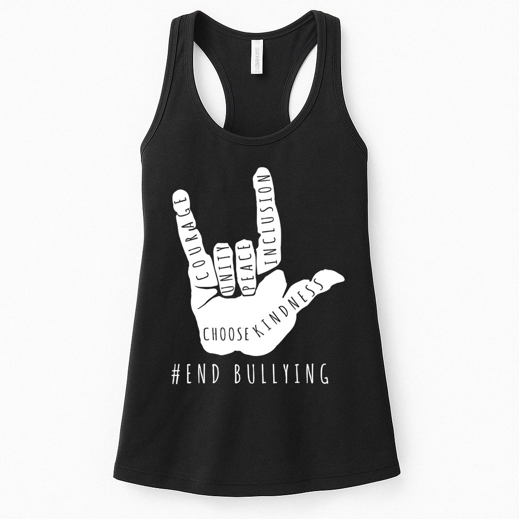 Unity Orange Day End Bullying Love Sign Language Womens Tank Top