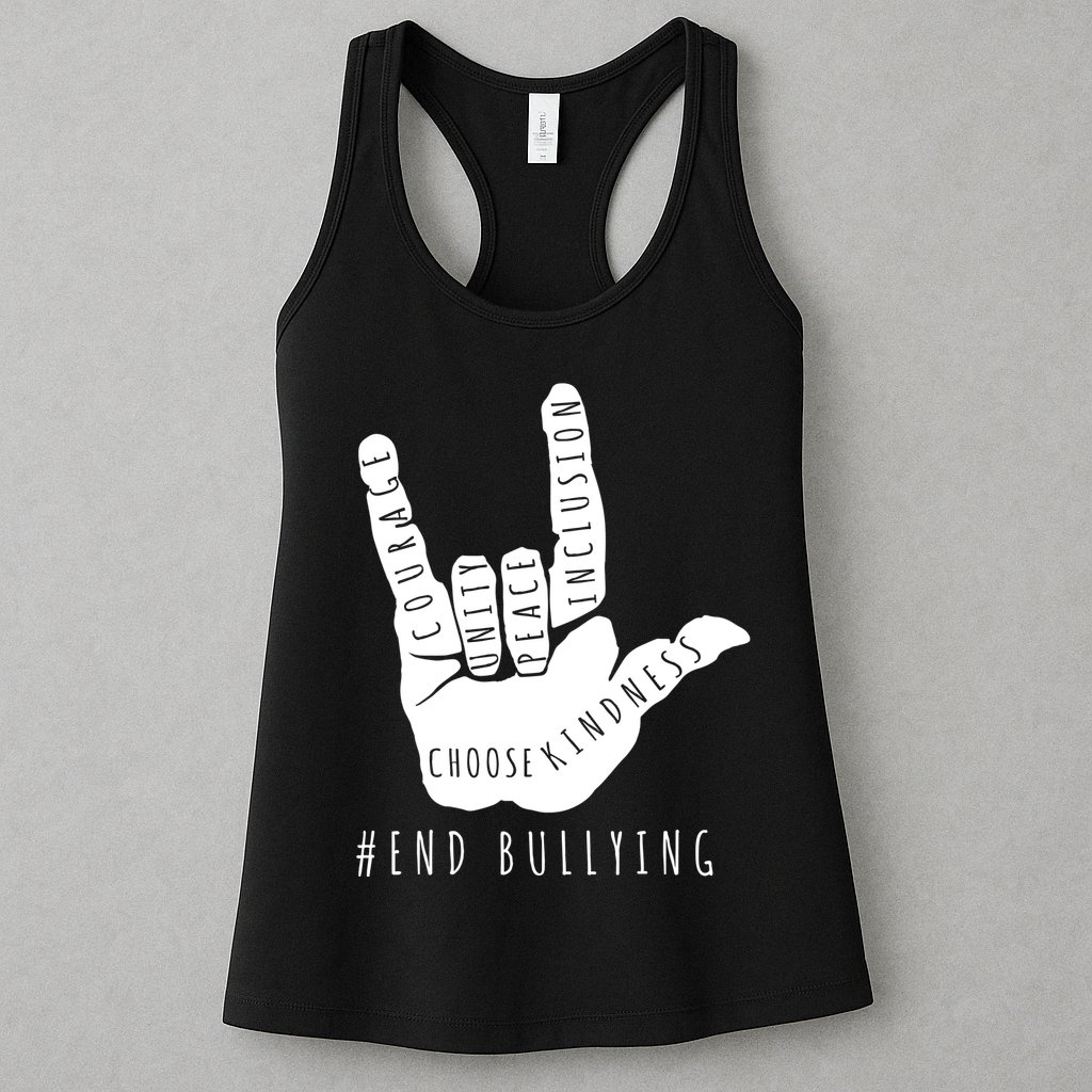Unity Orange Day End Bullying Love Sign Language Womens Tank Top