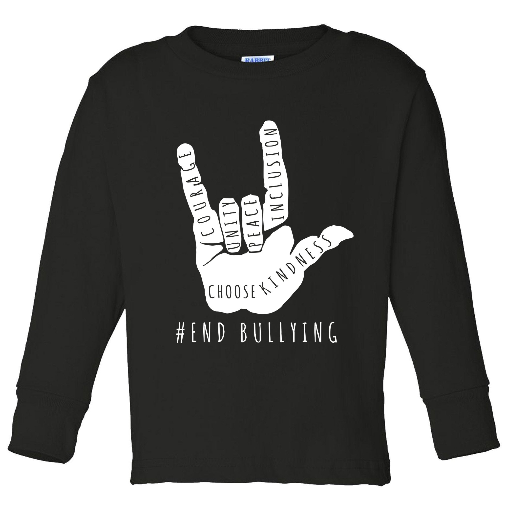 Unity Orange Day End Bullying Love Sign Language Toddler Long Sleeve Shirt