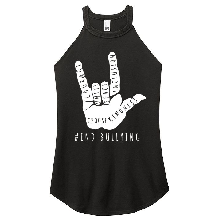 Unity Orange Day End Bullying Love Sign Language Women's Perfect Tri Rocker Tank