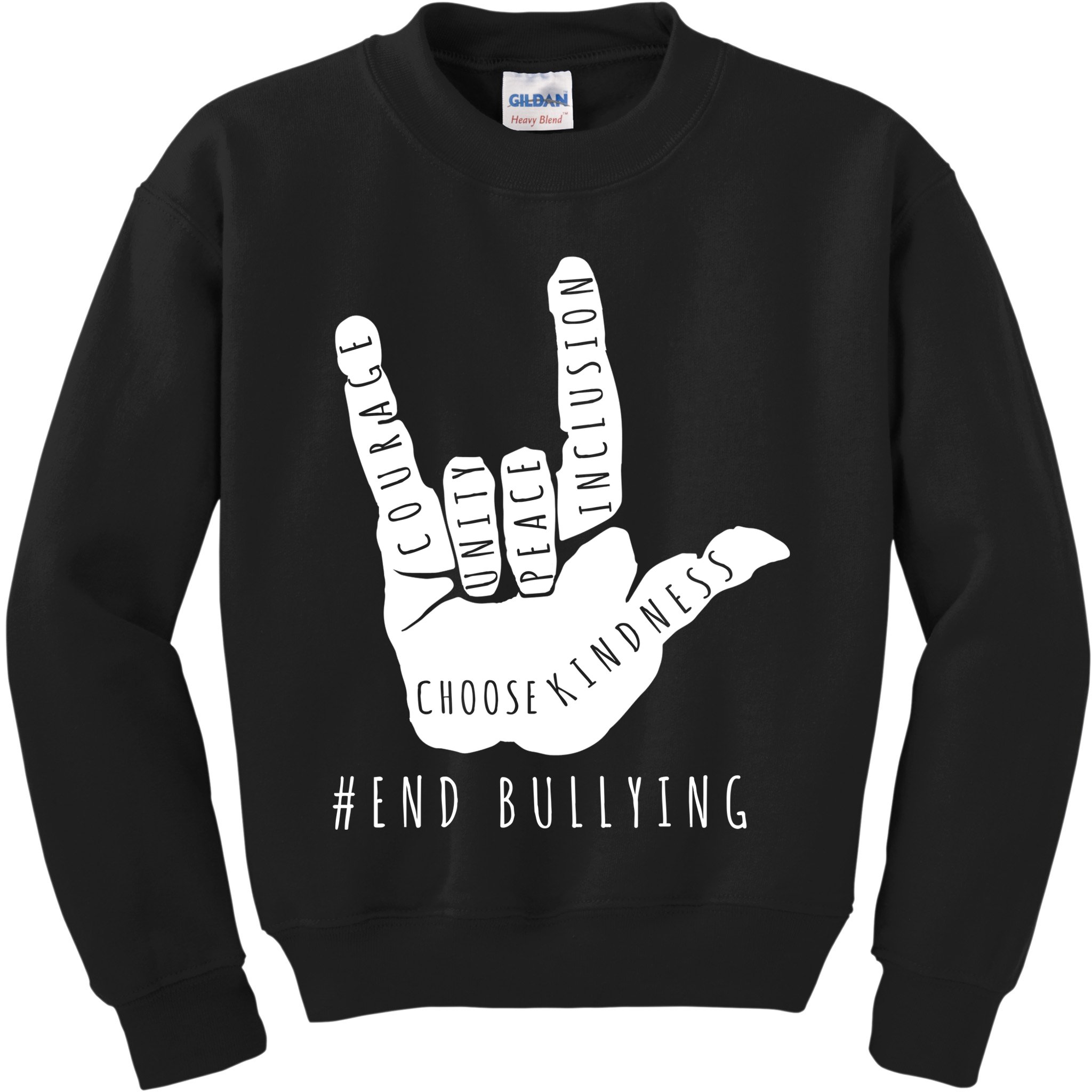 Unity Orange Day End Bullying Love Sign Language Kids Sweatshirt