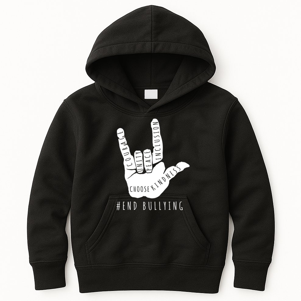 Unity Orange Day End Bullying Love Sign Language Kids Hoodie