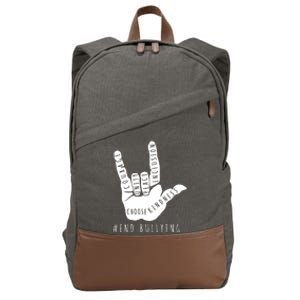 Unity Orange Day End Bullying Love Sign Language Cotton Canvas Backpack